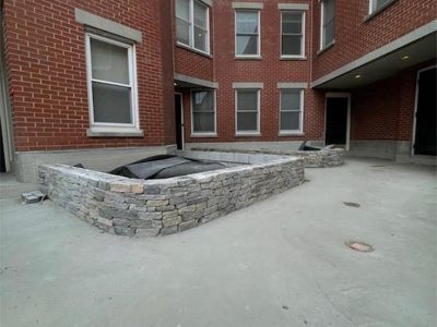 Stone Retaining Wall Installation