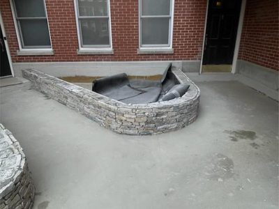 Stone Retaining Wall Installation