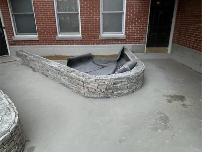 Stone Retaining Wall Installation